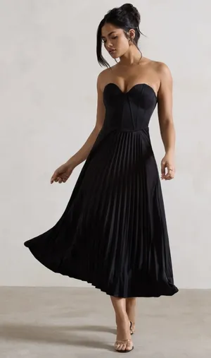 Club L London Midi Dress Black Corset thumbnail 1