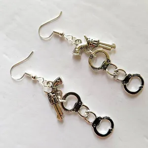 Punk Earrings - Gun & Handcuff Charms NWOT thumbnail 1