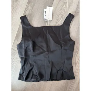 Commense Y2K Satin Casual Minimalist Button Front Strappy Top Black NWT M thumbnail 3
