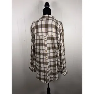 Anthropologie Tunic Top Shirt Medium Isadora‎ Popover Stretch Checkered Gauze thumbnail 2