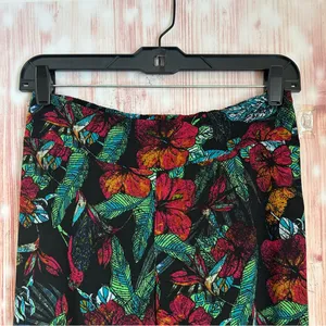 Mudd Y2K Pull On Flare Leg Boho Black Floral Red Tropical Blue Print Pants Sz M thumbnail 2