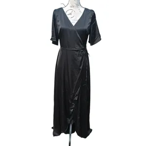 Baltic Born NWOT Vara Satin Maxi‎ Wrap Dress Black Evening Cocktail Size Small thumbnail 2