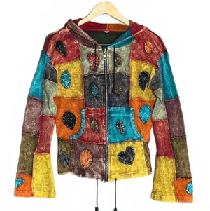 Patchwork Pixie Hoodie Jacket Boho Hippie Festival Zip Up Colorful Size S/M thumbnail 1