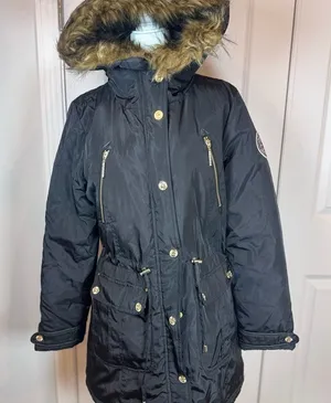 Rocawear ArcticBlast Puffer Parka w/ Fur Hood & Rhinestone Winter Ski Black M thumbnail 1