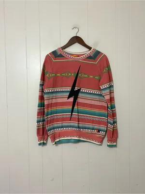 Aviator Nation Tulum Bolt Stitch Serape Sweatshirt Medium Pink Western Pullover thumbnail 2