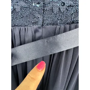 R&M Richards Gown 14 Navy‎ Blue Formal Sequin Lace Chiffon Maxi Evening Dress thumbnail 6
