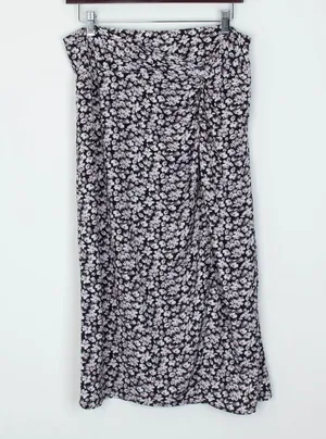 Abercrombie & Fitch Womens Floral Twist High Slit Midi Skirt Size L Dainty Fairy thumbnail 1
