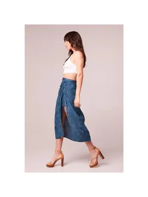 Band of the Free NWT Women's Celene Deep Teal Layered Midi Skirt - L thumbnail 4