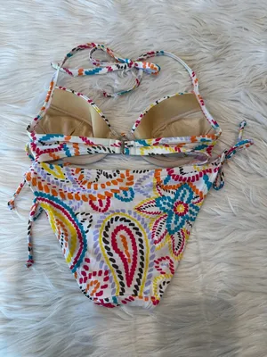 VICTORIA'S SECRET Paisley String Bikini Underwire Halter Style Size 34B / Small thumbnail 4