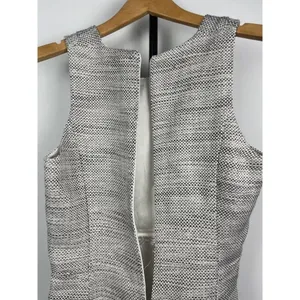 Aqua Gray White Tweed Sleeveless Fringe Hem‎ Fit & Flare Dress Size S thumbnail 7