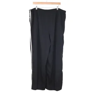 Old Navy Wide Leg Pants Womens XL High-Rise Side Stripe Black Sporty NEW thumbnail 6