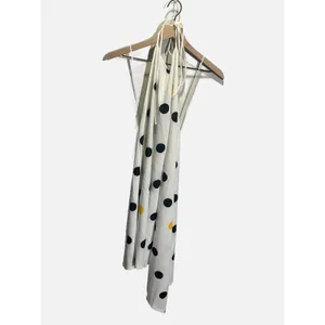 Zara Polka Dot Dress Womens Small White Yellow Halter Asymmetric Hem Summer Boho thumbnail 3