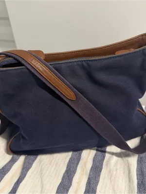 Etienne Aigner Navy Canvas Brown Trim Crossbody Bag Vintage Logo Everyday Purse thumbnail 4