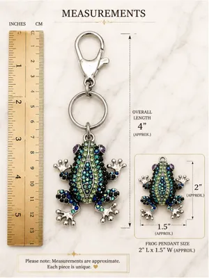 NEW Rhinestone Frog Bag Charm Keychain Green Blue Silver thumbnail 3