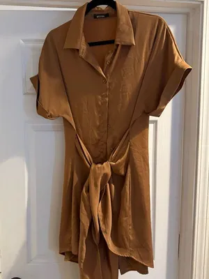 Elegant Satin Brown Dress thumbnail 2
