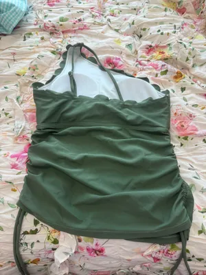 Olive green tankini swim top thumbnail 2