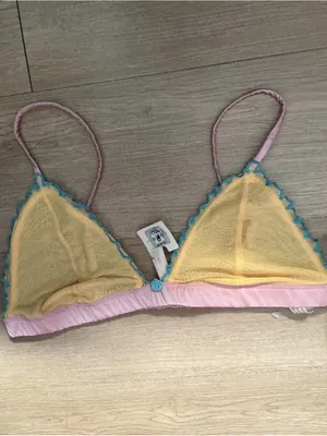 Anthropologie Scalloped Triangle Bralette in Yellow and Pink nwt thumbnail 3
