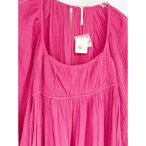 NWT Free People Clea Tie Back Mini‎ Dress Women's S Pink Boho Chic thumbnail 6