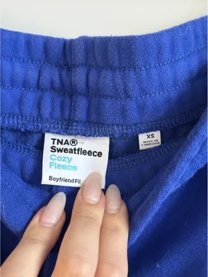 Aritzia TNA Cozy Fleece Boyfriend Mid-Thigh Shorts Blue XS #94293 thumbnail 6