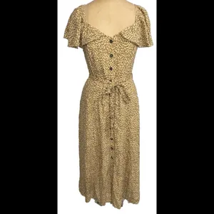 Anthropologie Designer Classy Animal Print Flutter Sleeve Boho Button‎ Dress 0 thumbnail 3