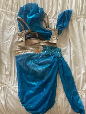 Custom Made Two Piece Dance Costume Blue Size 0 thumbnail 2