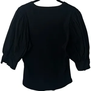 Ulla Johnson Pia Top Black Ribbed Poplin Puff Sleeve Capsule Minimalist Luxury L thumbnail 7