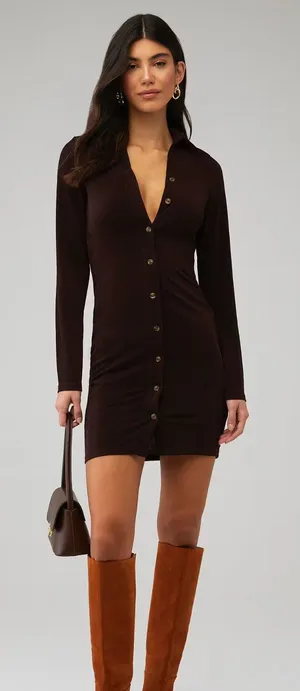 $60 New peppermayo Ring My Bell Mini Dress - Brown - size 4 thumbnail 1