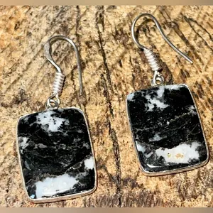 White Bufalo Turquoise Earrings 1 1/2” Black thumbnail 8