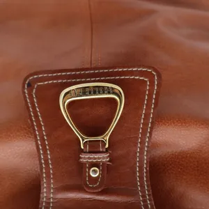Leslie Fay Shoulder Bag Womens Medium Brown Leather Stirrup Hardware Good thumbnail 3