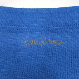 Lilly Pulitzer Luxletic Brodie Blue V-Neck T- Shirt Top Split Back Tee - Size XS thumbnail 4