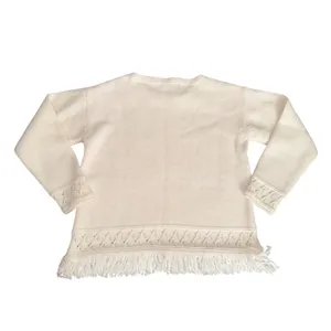 Elsamanda‎ Fringe Knit Sweater Women Large White NEW Made in Italy Alpaca Wool thumbnail 6