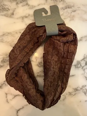 NWT Berry Brown Lace Headband Stretch Wide Boho Coquette Cottagecore thumbnail 1