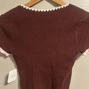 Altar'd State Brown Knit Tee with Pink Trim thumbnail 6