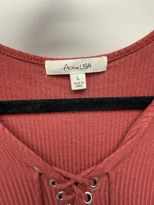 Lace-Up Ribbed Short Sleeve Top thumbnail 3