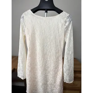 SHEIN Cream Lace Open Back Mini Dress Long Bell Sleeve Tie Back Large thumbnail 7