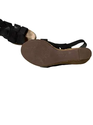 Clarks Lafley Krissy Black Leather Espadrille Wedge Sandals Womens Size 7.5 M thumbnail 6