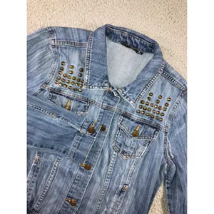 a.n.a Studded Denim Jacket Women M Distressed Trucker Punk Biker y2k‎ Western Cowgirl thumbnail 2