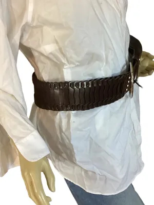 Guess Dark Brown Thick Faux Leather Statement Belt W/Rhinestone Accents (L) thumbnail 5