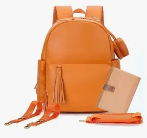 Minsong vegan leather diaper bag backpack thumbnail 1
