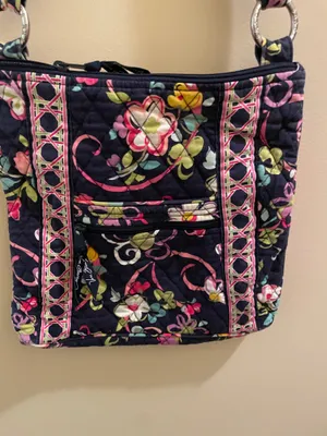 Retired Vera Bradley Hipster Crossbody Purse Bag Ribbons Pattern Breast Cancer thumbnail 8