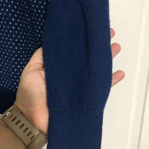 Ann Taylor Loft Factory blue white dot‎ sweater women’s size medium thumbnail 6