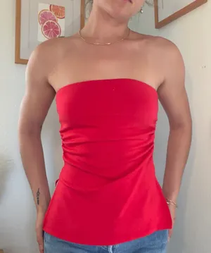 Red strapless, sexy top thumbnail 1