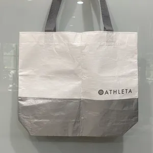 Athleta White Grey Silver Tote Shopping Gift Bag Used thumbnail 3