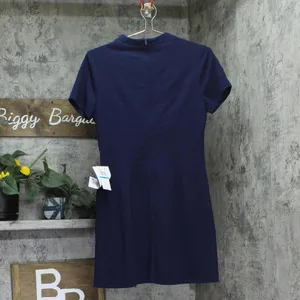 NWT B. Darlin Juniors Short Sleeve Mockneck Mini Dress 45UAP84 Navy Blue 9/10 thumbnail 7