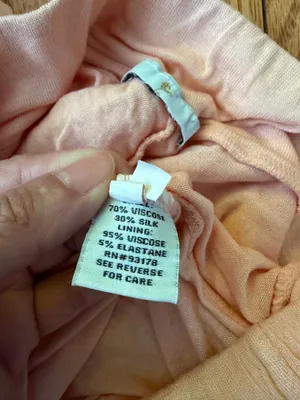 Silk Wide Peach Lounge Pants high-waist sheer chiffon harem gelato color elastic waist sz M thumbnail 5
