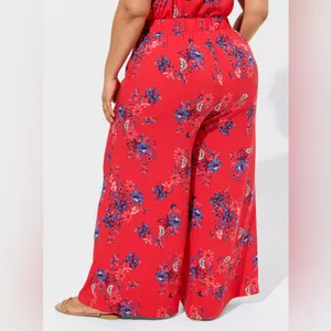 NEW Torrid High-Rise Pull-On Wide-Leg Pant Lollipop Print Size 1 Bohemian Floral thumbnail 2