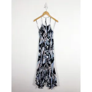 Free People Heat Wave Printed Maxi Slip Dress Large Blue Floral Bohemian thumbnail 4