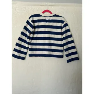 Evereve Womens Navy White Striped Henley Pullover Sweatshirt‎ Size S Small thumbnail 5