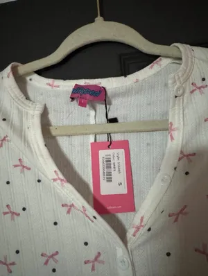 $55 NWT Edikted Mindy Printed Pointelle Romper Size Small Bows Coquette thumbnail 3