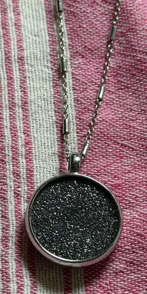 LOFT double sided silver pendant necklace - grey druzy and white pearl thumbnail 1